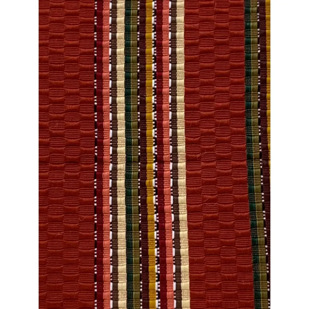 Fall Table Runner 112” Rust Red Striped Woven Tassel Thanksgiving Farmhouse